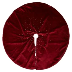 Red Velvet With Diamante Trim Christmas Tree Skirt
