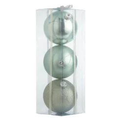 Large Pale Green Shatterproof Christmas Tree Baubles - Pack Of 3