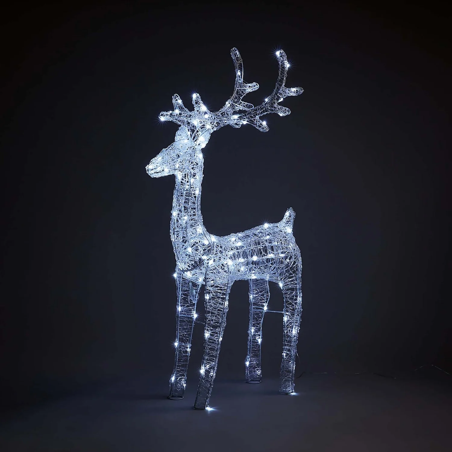 Acrylic LED Reindeer White 3D Outdoor Christmas Light Decoration - 128cm 1 Acrylic LED Reindeer White 3D Outdoor Christmas Light Decoration - 128cm