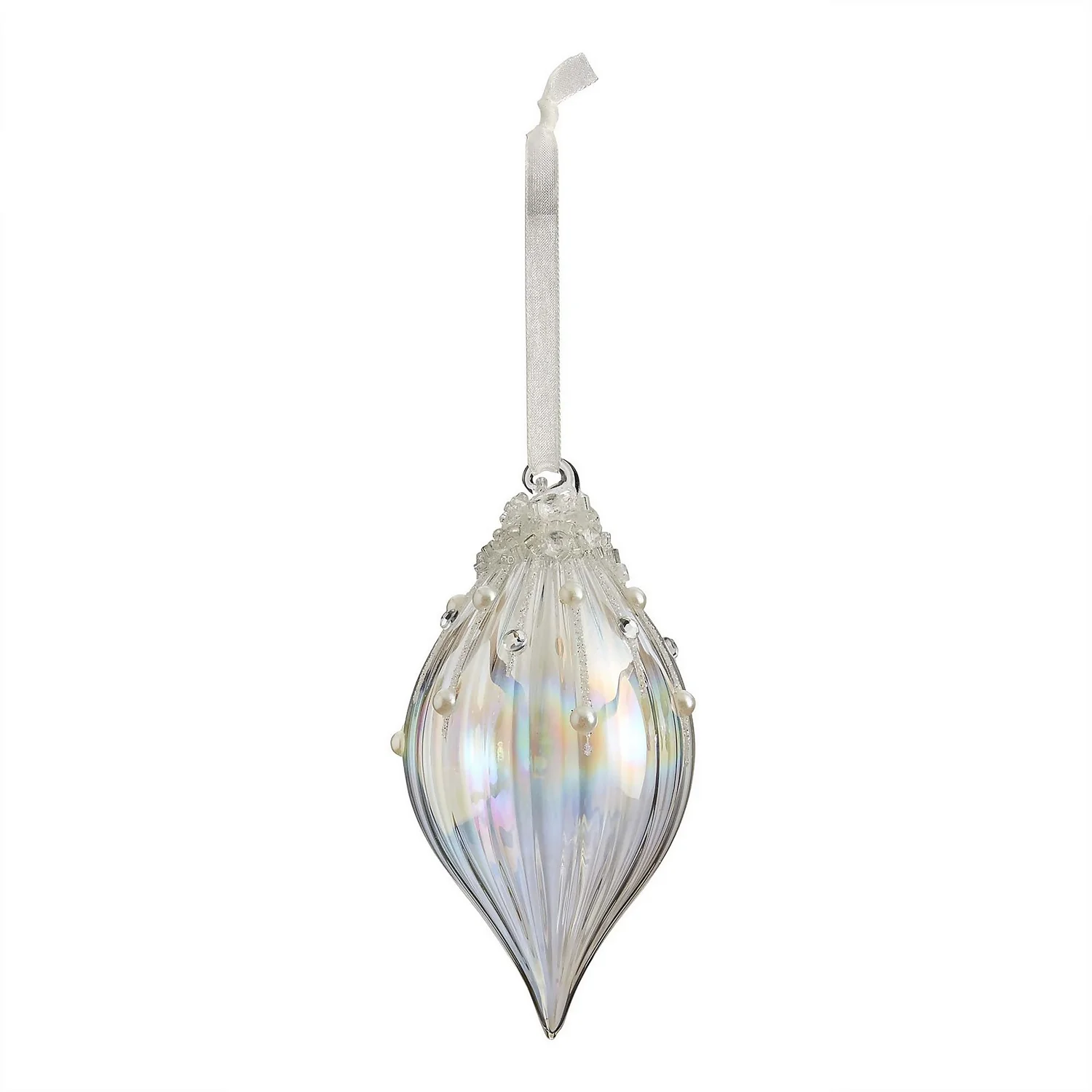 Iridescent Jewels Glass Teardrop Hanging Christmas Tree Decoration 1 Iridescent Jewels Glass Teardrop Hanging Christmas Tree Decoration