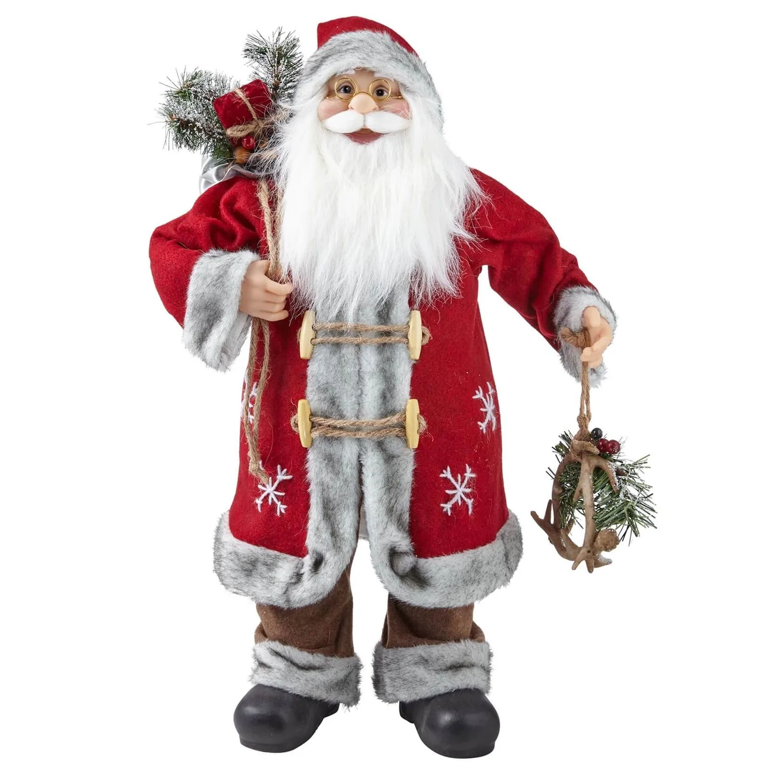 Standing Santa In Red Coat Christmas Decoration - 60cm 1 Standing Santa In Red Coat Christmas Decoration - 60cm