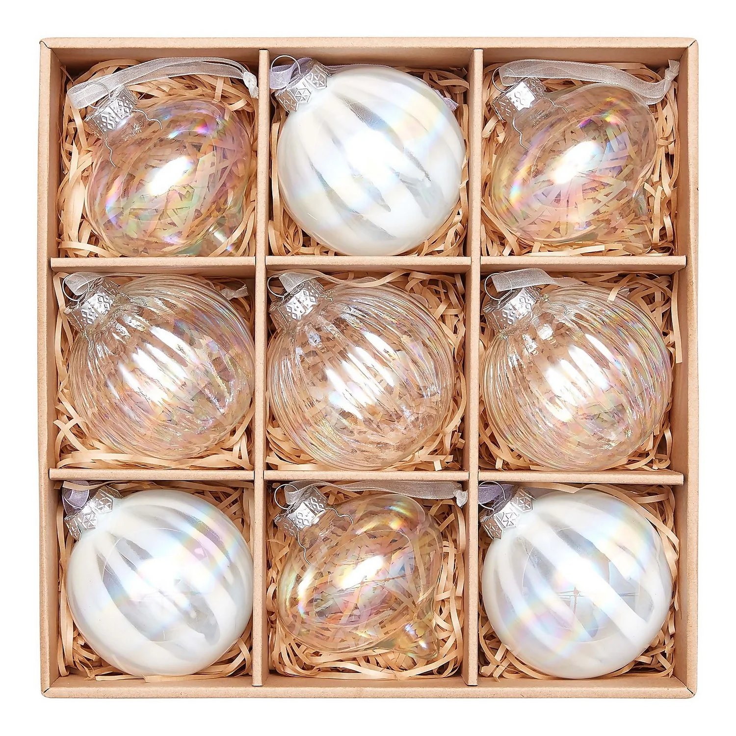 Lustre Glass Christmas Tree Baubles - 9 Pack 1 Lustre Glass Christmas Tree Baubles - 9 Pack