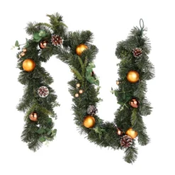 Natural Foliage With Bronze Baubles Christmas Garland - 180cm