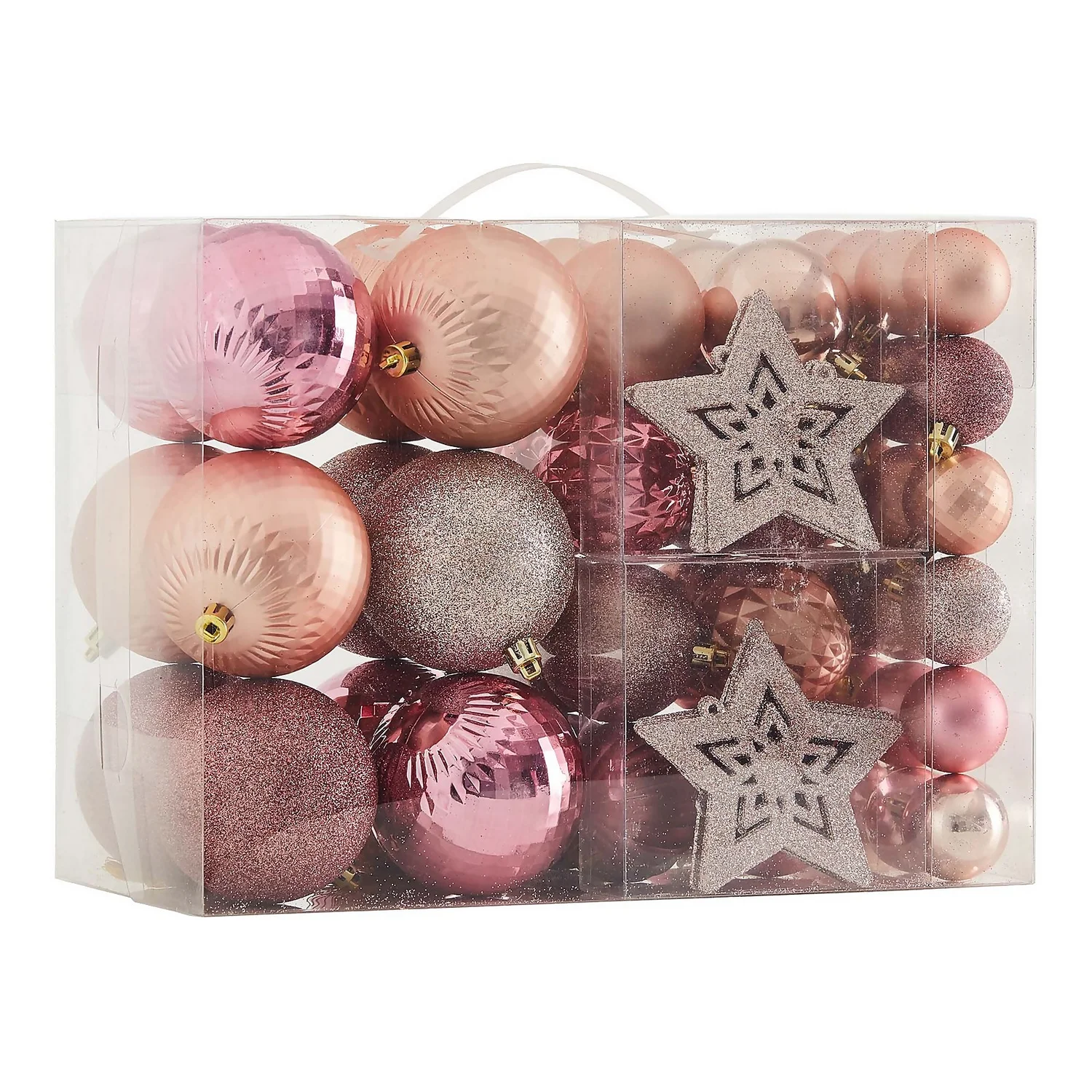 Snow Blossom Shatterproof Christmas Tree Decorations - 60 Pack 1 Snow Blossom Shatterproof Christmas Tree Decorations - 60 Pack