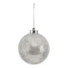 Silver Mesh-Wrapped Christmas Tree Bauble