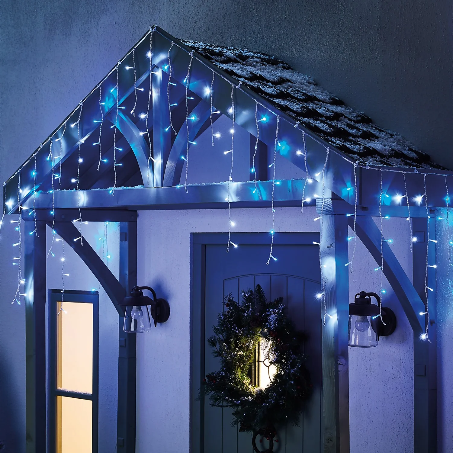 240 LED Timer Icicle String Christmas Lights - White Blue 2 240 LED Timer Icicle String Christmas Lights - White Blue - Image 2