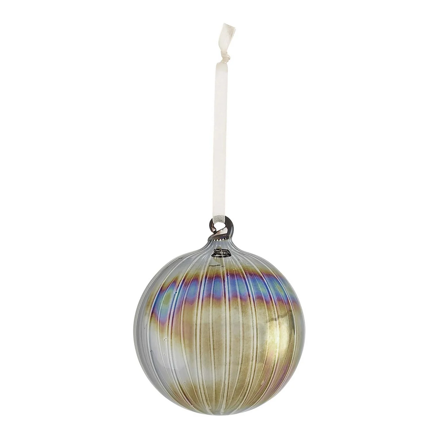 Pewter Iridescent Glass Christmas Bauble 1 Pewter Iridescent Glass Christmas Bauble