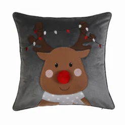 Reindeer Cushion With Pom Pom Nose - 45x45cm