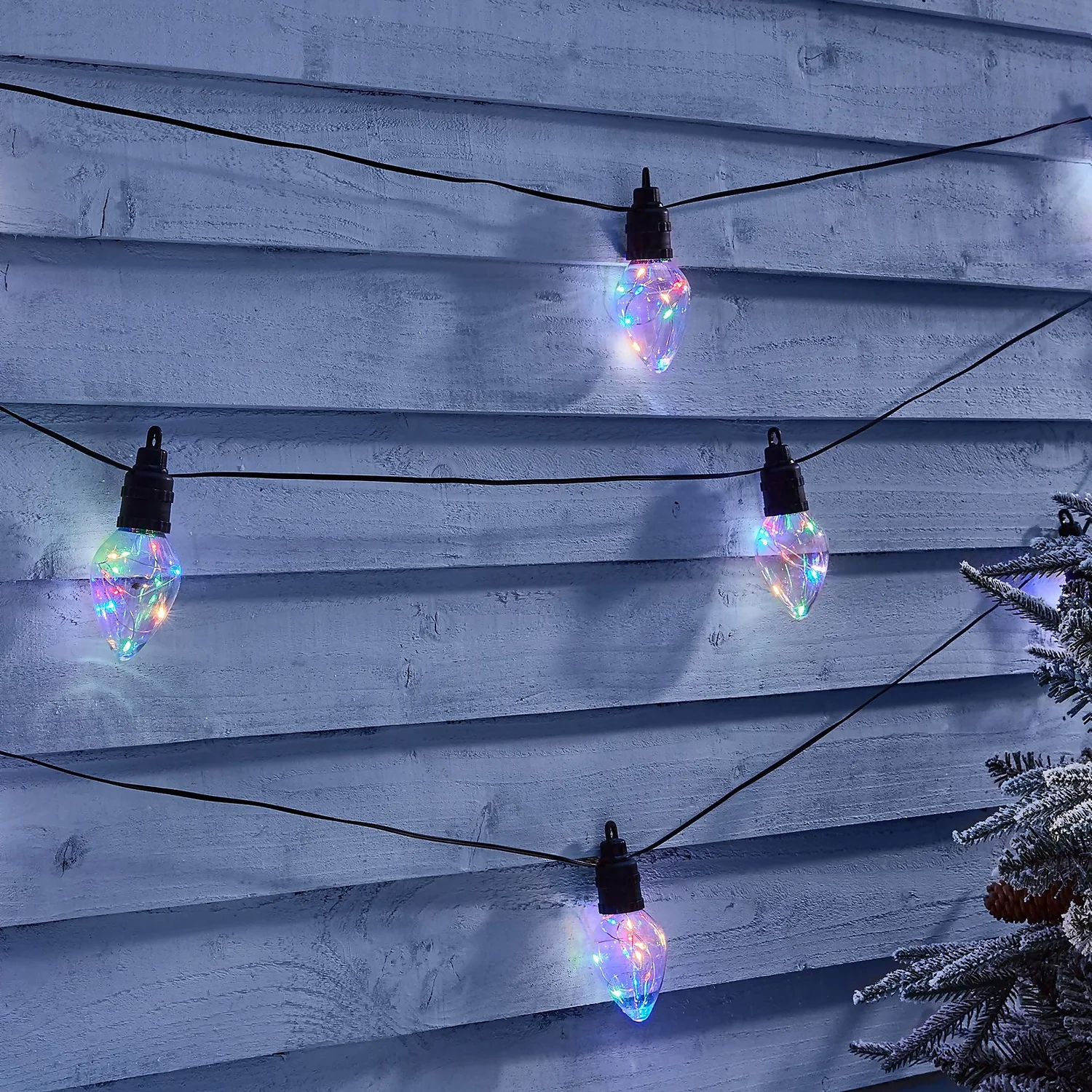 10 Twinkling Cone Copper Wire LED Connectable Outdoor Christmas String Lights - Colour Changing 1 10 Twinkling Cone Copper Wire LED Connectable Outdoor Christmas String Lights - Colour Changing