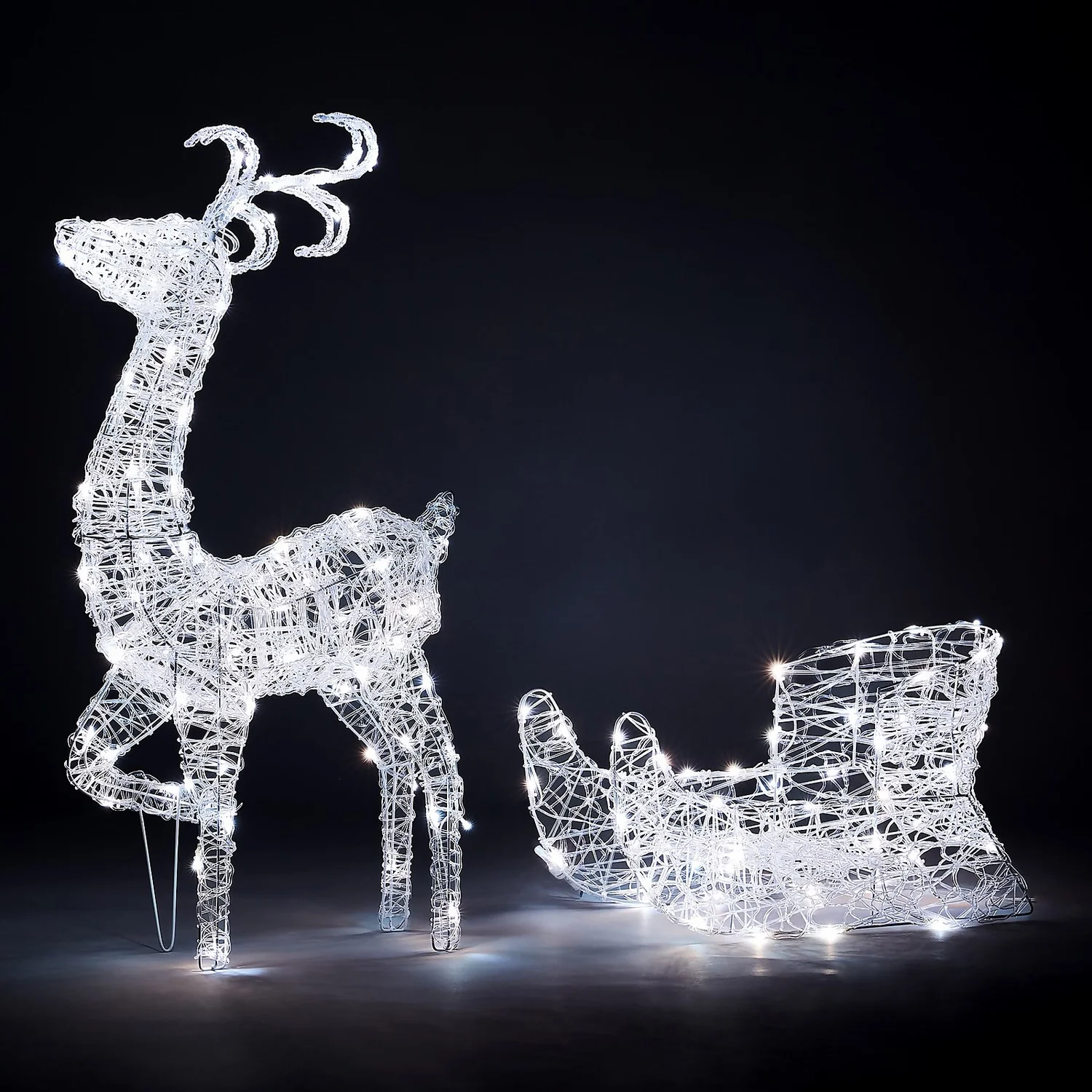 Acrylic 3D LED Reindeer & Sleigh 3-in-1 Outdoor Christmas Light - Warm & Cool White 6 Acrylic 3D LED Reindeer & Sleigh 3-in-1 Outdoor Christmas Light - Warm & Cool White - Image 6