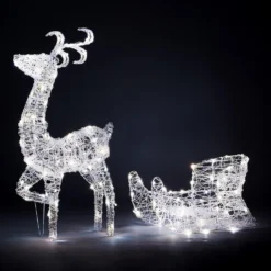 Acrylic 3D LED Reindeer & Sleigh 3-in-1 Outdoor Christmas Light - Warm & Cool White 9 Acrylic 3D LED Reindeer & Sleigh 3-in-1 Outdoor Christmas Light - Warm & Cool White -Yankee Candle Shop 13695726 2324982767536957