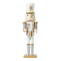 Silver Wooden Nutcracker Figure Christmas Decoration - 50cm
