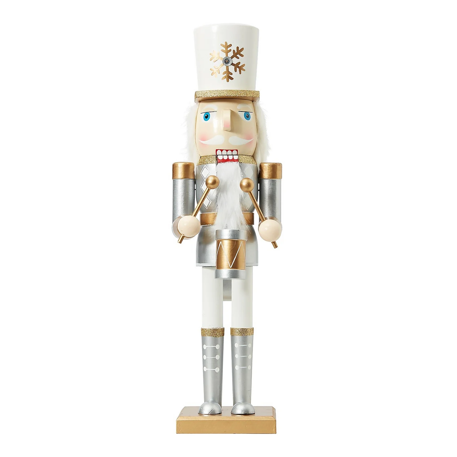 Silver Wooden Nutcracker Figure Christmas Decoration - 50cm 1 Silver Wooden Nutcracker Figure Christmas Decoration - 50cm