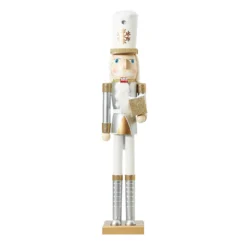 Silver Wooden Nutcracker Figure Christmas Decoration - 80cm