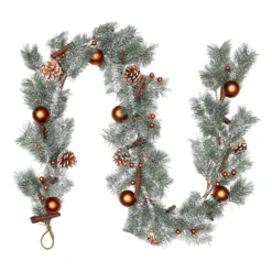 Snowy Bauble, Pinecone & Cinnamon Christmas Garland - 180cm