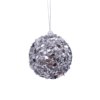 Silver Mirror Pearl Christmas Tree Bauble - 80mm