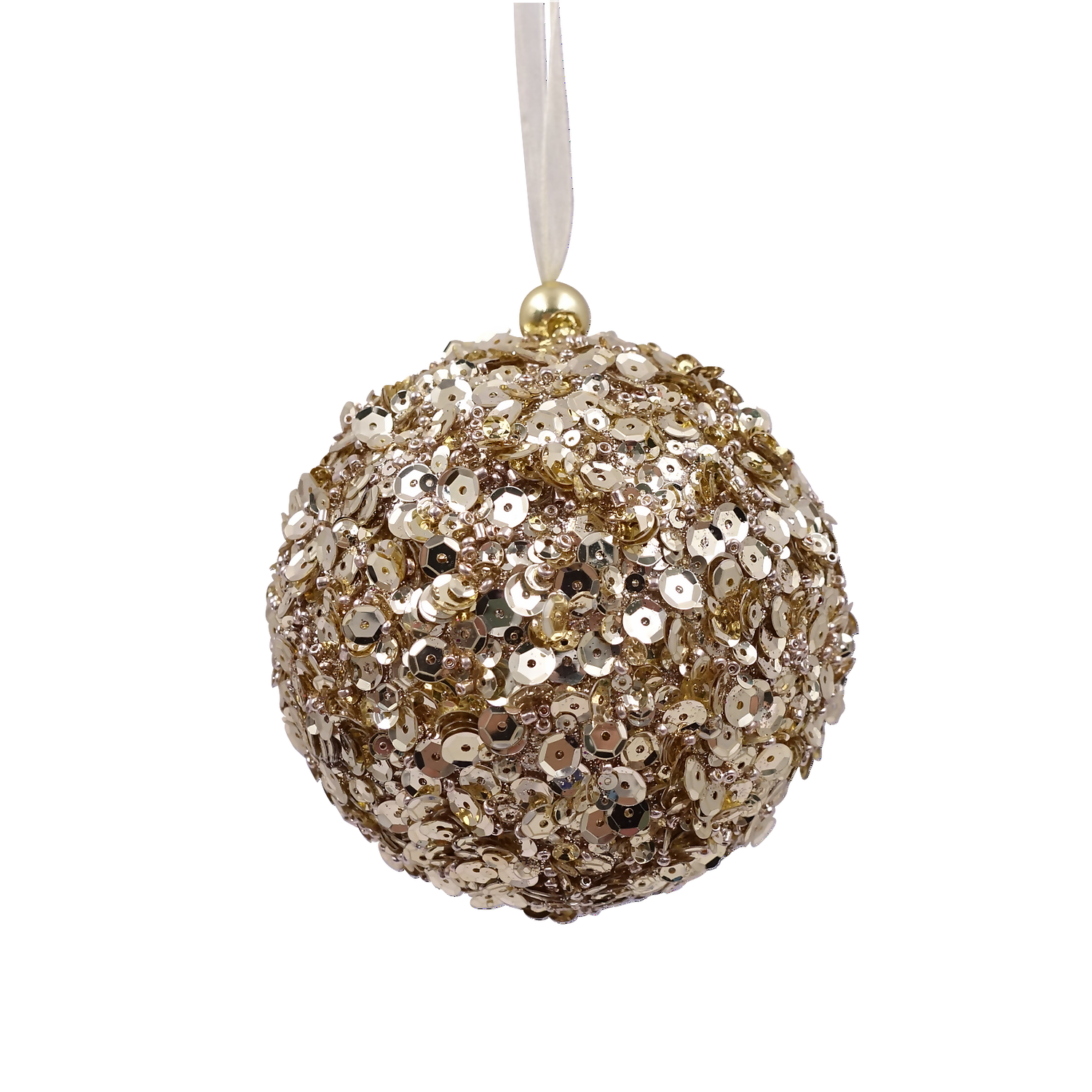 Gold Sequin Bauble Christmas Tree Bauble - 100mm 1 Gold Sequin Bauble Christmas Tree Bauble - 100mm