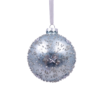Duck Egg & Silver Star Glass Christmas Tree Bauble - 90mm