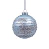 Duck Egg Beaded Stipe Glass Christmas Tree Bauble - 90mm
