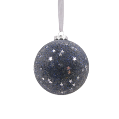 Pewter Beaded Shatterproof Christmas Tree Bauble - 90mm