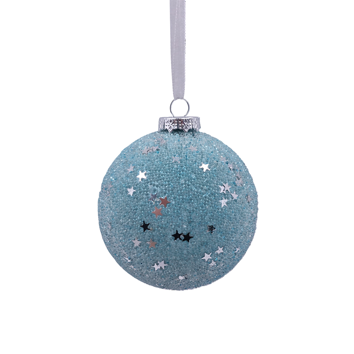 Duck Egg Beaded Shatterproof Christmas Tree Bauble - 90mm 1 Duck Egg Beaded Shatterproof Christmas Tree Bauble - 90mm