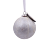 Silver Leaf Textured Christmas Tree Bauble - 90mm