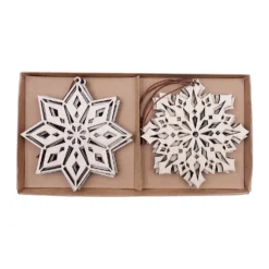 Wooden Snowflake Christmas Tree Decorations - Pack Of 6 -Yankee Candle Shop 13700407 2534997274822111