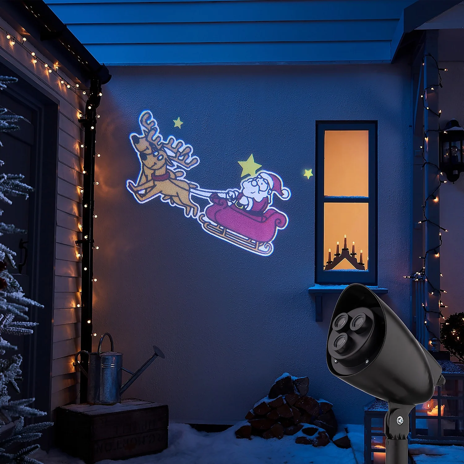 Santa In Sleigh & Reindeer Outdoor LED Christmas Projector 2 Santa In Sleigh & Reindeer Outdoor LED Christmas Projector - Image 2