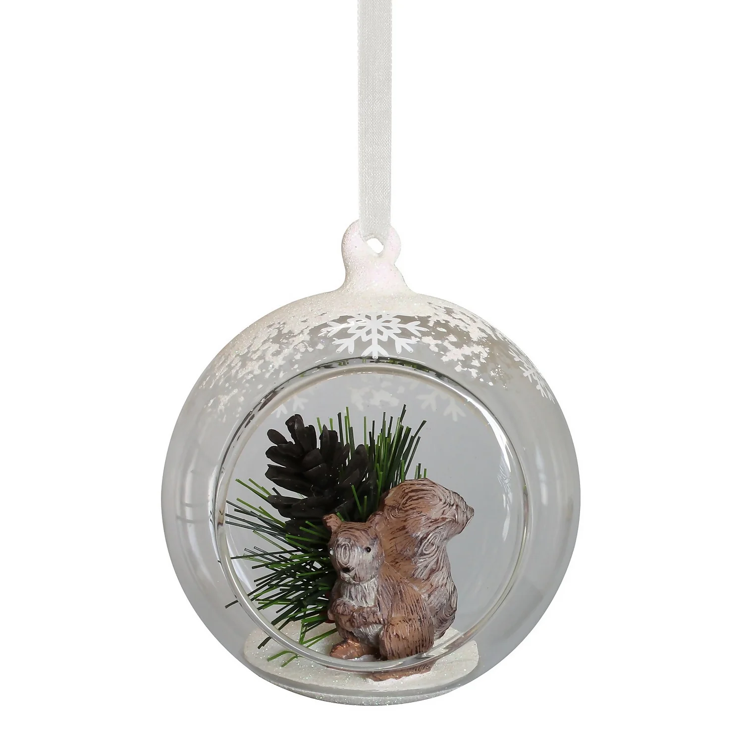 Squirrel Open Front Glass Christmas Tree Bauble - 90mm 1 Squirrel Open Front Glass Christmas Tree Bauble - 90mm