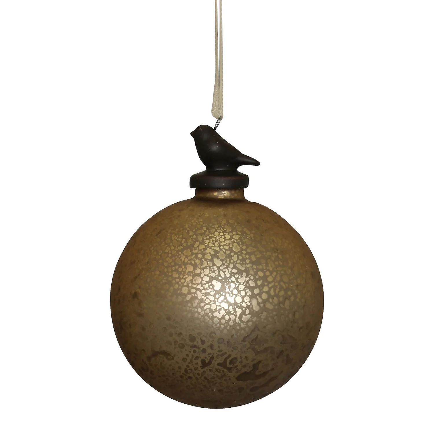 Mottled Gold Glass Christmas Tree Bauble - 90mm 1 Mottled Gold Glass Christmas Tree Bauble - 90mm