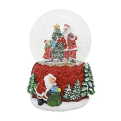 Musical Father Christmas And Girl Snow Globe
