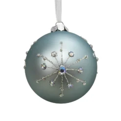 Duck Egg Snowflake Jewel Christmas Tree Bauble - 90mm