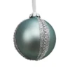 Duck Egg Stripe Jewel Glass Christmas Tree Bauble - 90mm