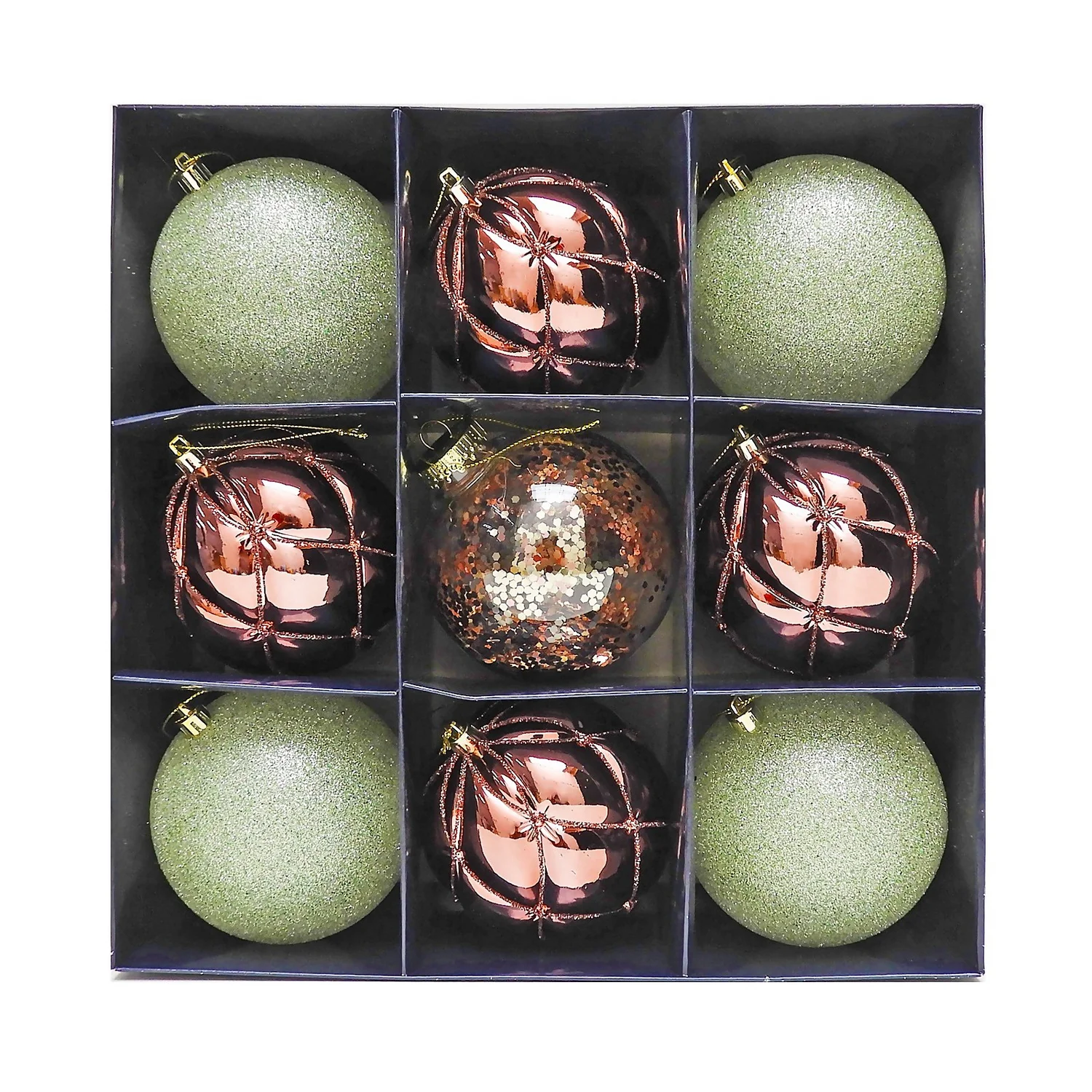 Elegance 100mm Christmas Tree Baubles - Pack Of 9 1 Elegance 100mm Christmas Tree Baubles - Pack Of 9