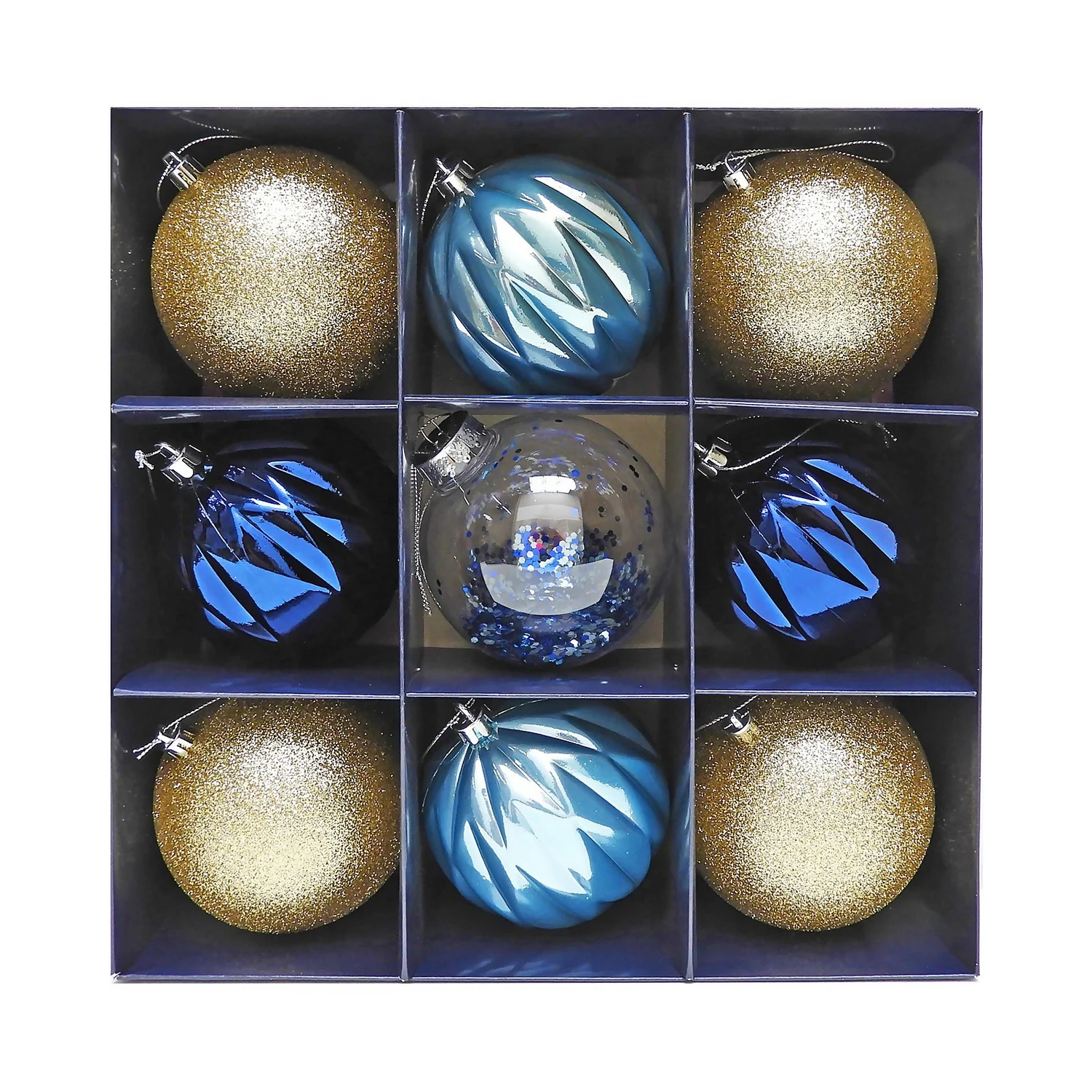 Party Nights 100mm Christmas Tree Baubles - Pack Of 9 1 Party Nights 100mm Christmas Tree Baubles - Pack Of 9