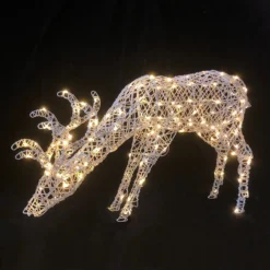 White LED Grazing Reindeer Warm White 3D Outdoor Christmas Light - 1m