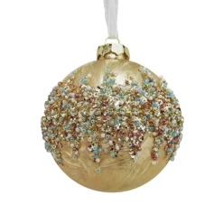 Gold Deco Jewels Glass Christmas Tree Bauble - 90mm