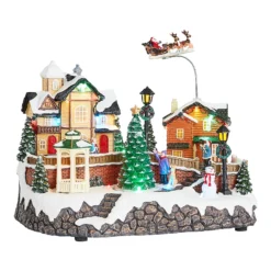Christmas Village With Rotating Tree LED Christmas Decoration