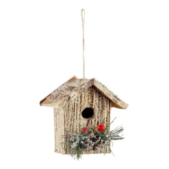 Wooden Birdhouse Christmas Tree Decoration